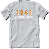 1941 Limited Edition T-Shirt | Goud - Zilver | Grappig Verjaardag en Feest Cadeau Shirt | Dames - Heren - Unisex | Tshirt Kleding Kado | - Licht Grijs - Gemaleerd - XL