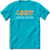 1933 Limited Edition T-Shirt | Goud - Zilver | Grappig Verjaardag en Feest Cadeau Shirt | Dames - Heren - Unisex | Tshirt Kleding Kado | - Blauw - 3XL