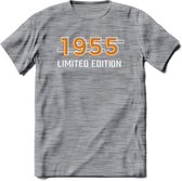 1955 Limited Edition T-Shirt | Goud - Zilver | Grappig Verjaardag en Feest Cadeau Shirt | Dames - Heren - Unisex | Tshirt Kleding Kado | - Donker Grijs - Gemaleerd - XL