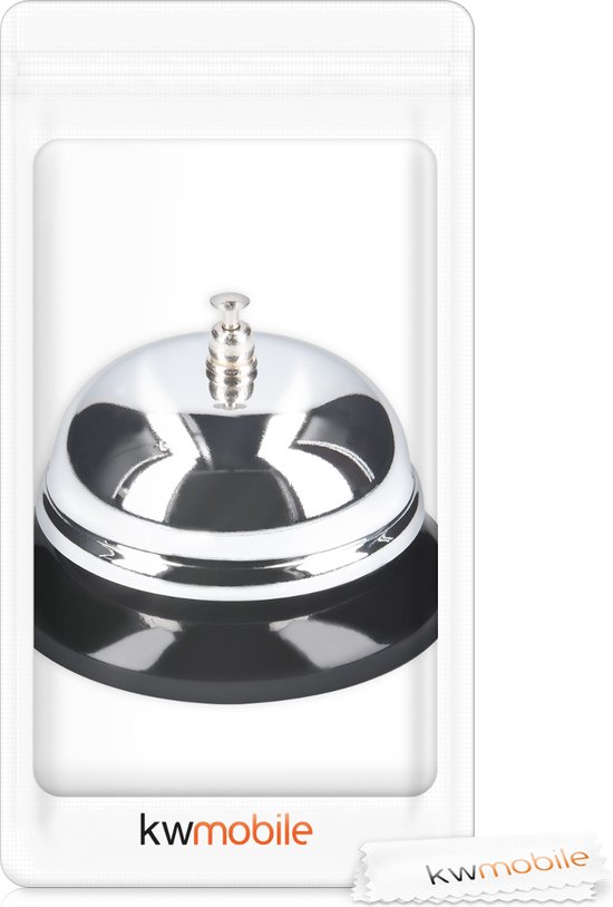 kwmobile tafelbel met heldere klank - Bel voor restaurant, hotel, receptie, school, kantoor of thuis - Horecabel in klassiek design - Verchroomd/zwart — afbeelding 5