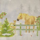 Servetten christmas horses 33 x 33 cm
