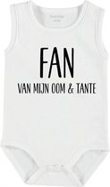 Baby Rompertje met tekst 'Fan van mijn oom en tante ' | mouwloos l | wit zwart | maat 62/68 | cadeau | Kraamcadeau | Kraamkado