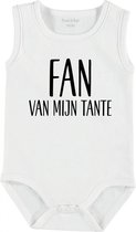 Baby Rompertje met tekst 'Fan van mijn tante ' | mouwloos l | wit zwart | maat 50/56 | cadeau | Kraamcadeau | Kraamkado