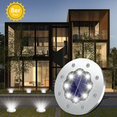 Blazelife Solar Grondspots (12 stuks) - Buiten Grondspots - RVS - IP65 Waterdicht - Zonne Energie - Milieuvriendelijke verlichting - Buitenverlichting Tuinlamp (Koel Wit) - Kerstmi