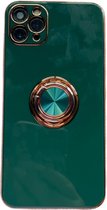 iPhone 11 Pro hoesje met ring - Kickstand - iPhone - Goud detail - Handig - Hoesje met ring - 5 verschillende kleuren - zalm roze - Grijs/blauw - Donker groen - Zwart - Paars