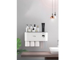 Cadeau Tip Moderne Tandpasta Dispenser/Tandenborstel Houder/Ophangsysteem/Grijs/Wit