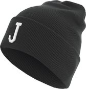 Pre Order Only Letter J Cuff Knit Beanie Black