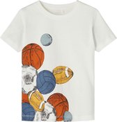 Name it t-shirt jongens - ecru - NMMbertel - maat 86