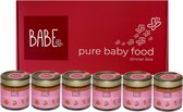 Babe dinner box met 1 smaak - pompoen - acerola kers - wortel - biologische culinaire babyhapjes vanaf 8 tot 36 maanden - Forest Pearl - 6x200 gram babyvoeding - Winnaar Baby Innov