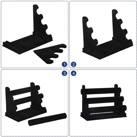 Songmics® Nieuw sieradenrek kledingrek voor horloges armband fluweel armbandstandaard zwart JDS008
