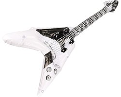 Kruger Rock gitaar - 2x - opblaasbaar - 100 cm - zwart/wit - verkleed accessoires volwassenen