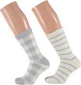 Bedsokken dames | Grijs|Beige | One Size | Slaapsokken | Bedsokken dames maat 39 42 | Fluffy sokken | Warme sokken | Bedsokken | Fleece sokken | Warme sokken dames | Winter sokken