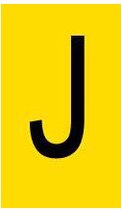 Mini letter J, geel zwart 14 x 19 mm - 54/vel