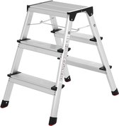 aluminium ladder, multifunctionele ladder, belastbaar tot 150 kg, met 3 niveaus, getest door TÜV Rheinland volgens DIN EN14183 HMGLT23K