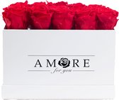Zeep Rozen Flowerbox Large - Luxe Rode Zeep Roos In Vierkante Witte Designer Giftbox - Valentijn
