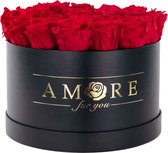 Zeep Rozen Flowerbox Medium - Luxe Rode Zeep Roos In Ronde Zwarte Designer Giftbox - Valentijn