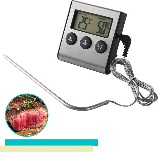 Lynnz® digitale thermometer met draad - kernthermometer - bbq accesoires - suikerthermometer - vleesthermometer - oventhermometer - digitaal