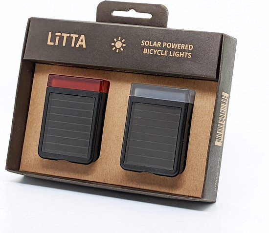 LITTA 2 Fietsverlichting op zonne-energie - Zwart (set) - LITTA