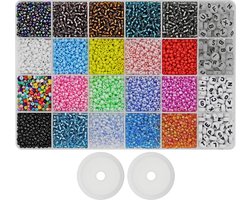 Behave 10000 Glaskralen Navulset - DIY Sieraden maken - Kralen Set - Rocailles - Bedels - 2 Draden - 20 Kleuren - 3mm