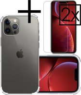 Hoes Geschikt voor iPhone 13 Pro Hoesje Siliconen Cover Shock Proof Back Case Shockproof Hoes Met 2x Screenprotector - Transparant
