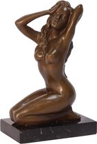 Bronzen Beeld Zittend Naakt 12x7x20 cm