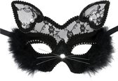 Oogmasker - Poes - Kat - Zwart - Kant - Marabou