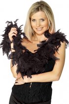 Zwarte party verkleed veren boa 180 cm - Decoratie of kostuum accessoire