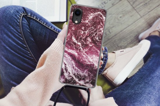 Cordon de téléphone - Chaîne de téléphone - Coque avec cordon iPhone XR - Marbre - Natuursteen - Minéraux - Siliconen - Bandoulière - Coque de téléphone avec cordon