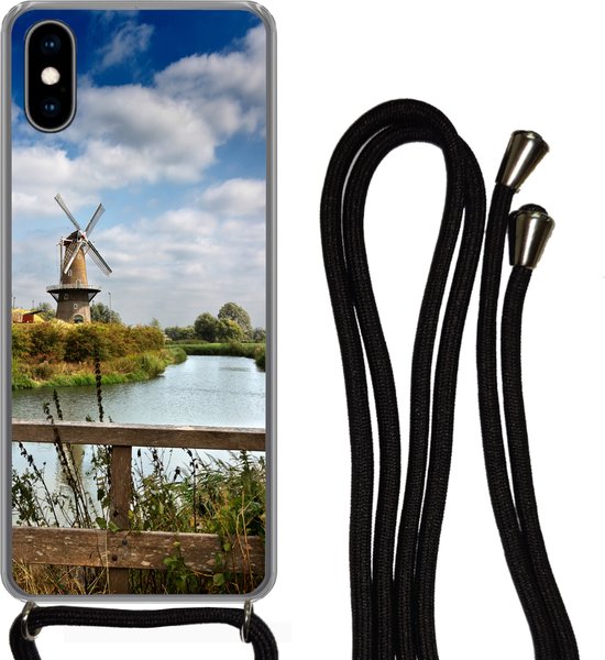 Telefoonhoesje Geschikt voor iPhone X - Molen in Gorinchem - Siliconen - Crossbody - Backcover met Koord - Telefoonhoesje met koord - Hoesje met touw Telefoonhoesje