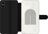 Bookcase Geschikt voor iPhone XS telefoonhoesje - Verf - Regenboog - Zwart - Wit - Met vakjes - Wallet case met magneetsluiting