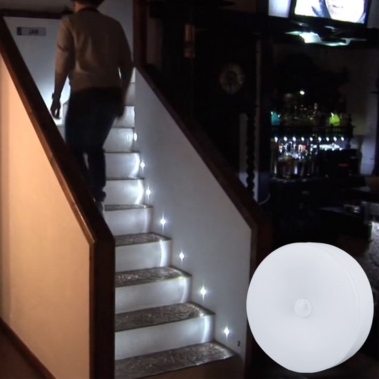 Ledverlichting met Bewegingssensor - Draadloos - Oplaadbaar - Nachtlamp op Batterij - Warm Wit - Wit Licht - Draadloos Sensor - Kastverlichting - Trapverlichting - Nachtlampje - Badkamerverlichting - Spiegelverlichting