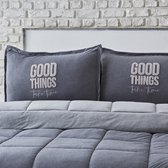 Karaca Home Softy grijs tweepersoons katoenen comfortset beddengoed-Dekbed voor tweepersoons-