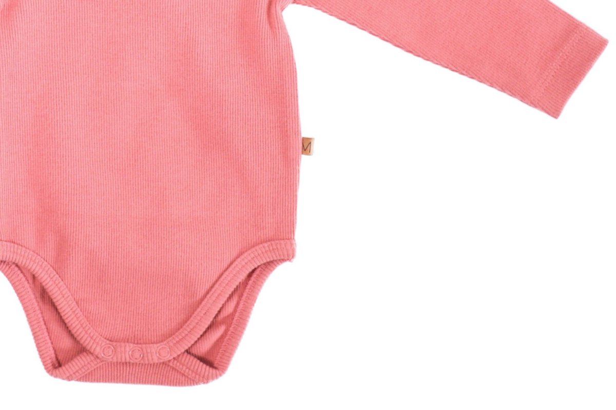 MXM Baby romper- Turtleneck- Lange mouwen- Katoen- Roze- Maat 50