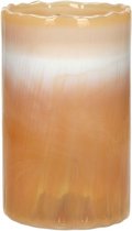 Pomax - Bougie chauffe-plat / photophore / vent léger - Oranje / blanc / rose / transparent - ø 12 x 19 cm de haut.