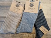 4 Paar - 100% Alpaca Wollen Sokken - Maat 35-38 - Wintersokken - Huissokken - Kerstsokken - Kado Artikel