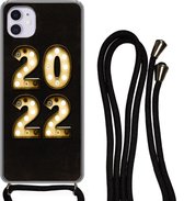 Hoesje met koord Geschikt voor iPhone 11 - Oudejaarsavond - Nieuwjaar - 2022 - Siliconen - Crossbody - Backcover met Koord - Telefoonhoesje met koord - Hoesje met touw