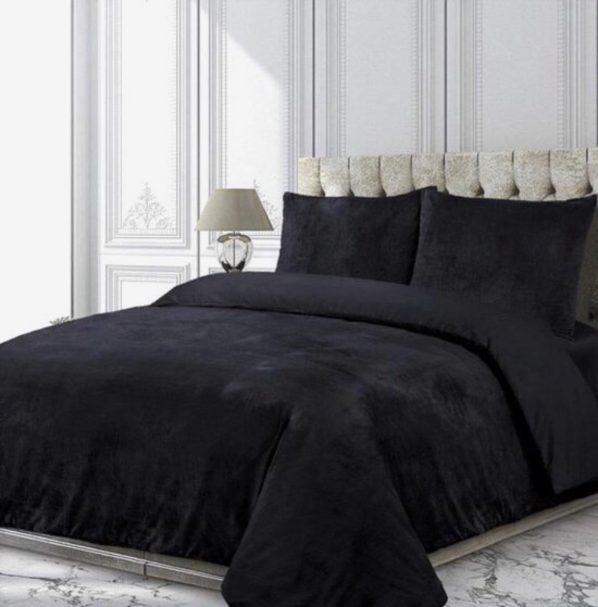velvet couture dekbedovertrek- 140x200/220+ 1 kussenslopen 60x70cm- Eenpersoons- zwart