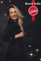Valentijn cadeautje voor haar - Pyjama - nachthemd satijn - classic - zwart - Maat M - nachtkleding - luxe cadeau vrouw