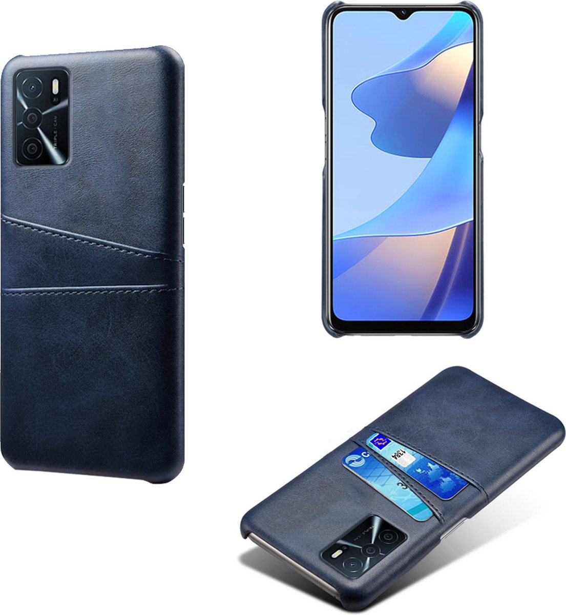 Back Cover met Opbergvakjes + PMMA Screenprotector voor OPPO A16 / A16s _ Blauw