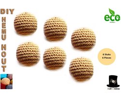Bob Online ™ – 6 Stuks – Licht Bruin - 30mm Groot Ronde Gehaakte Houten Kralen met ca. 7mm Gaatje –  Houten Gehaakte Kralen - Rijgkralen - Kralen Rijgen - DIY Houten Gehaakte Kralen – 30mm Light Brown Hemu Wood Crochet Beads – Crochet Beads