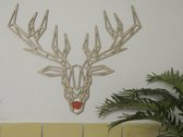 Geometrische Rudolph Wanddecoratie kerstdecoratie multiplex berken afneembare rode neus 264x220mm