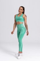 Mives® Sportlegging en Top - Yoga - Fitness set - Scrunch Butt - Dames Legging - Sportkleding - Fashion legging - Broeken - Gym Sports - Legging Fitness Wear - High Waist - GROEN - maat M - BRA
