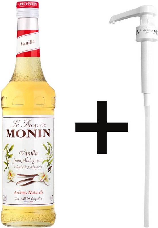 Foto: Monin vanille koffiesiroop 1 liter met doseer pompje