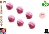 Bob Online ™ – 6 Stuks – Roze - 30mm Groot Ronde Gehaakte Houten Kralen met ca. 7mm Gaatje – Houten Gehaakte Kralen - Rijgkralen - Kralen Rijgen - Hobby Gehaakte Kralen - DIY Houten Gehaakte Kralen – 30mm Pink Hemu Wood Crochet Beads – Crochet Wooden