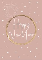Studio Juulz - 10 Nieuwjaars kaarten - Happy New Year - oud roze - 105x148 mm - A6 -ansichtkaart