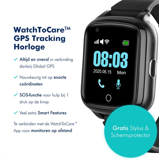 WatchToCare GPS Tracker Smartwatch GPS Horloge Alarm Horloge