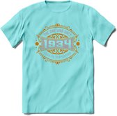 1934 The One And Only T-Shirt | Goud - Zilver | Grappig Verjaardag  En  Feest Cadeau | Dames - Heren | - Licht Blauw - L