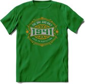 1941 The One And Only T-Shirt | Goud - Zilver | Grappig Verjaardag  En  Feest Cadeau | Dames - Heren | - Donker Groen - XXL