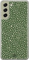 Casimoda® hoesje - Geschikt voor Samsung S21 FE - Green Dots - Backcover - Siliconen/TPU - Groen