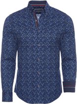 Overhemd Met Bloemen Motief Blauw Slim Fit Carisma 8483 - M